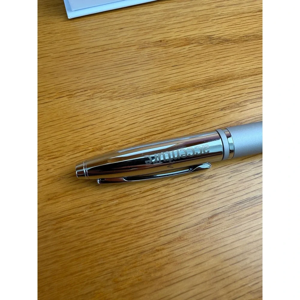CROSS Ballpoint Pen Unisex Silver Satin Chrome Accenture Logo OS